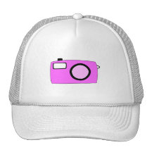 Bright Pink Camera. On White. Trucker Hats