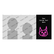 Bright Pink Cat on Black. Photo Greeting Card