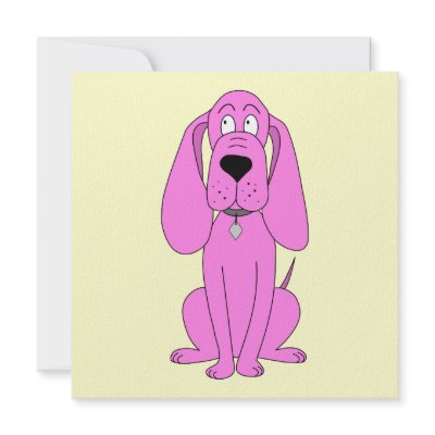 Bright Pink Dog. Hound Cartoon. Invite by Animal_Art_By_Ali