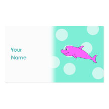 Bright Pink Dolphin. Business Card Template