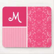 Bright Pink Floral Mouse Pad