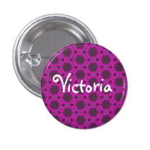 Bright Pink Flower Name badge button pin buttons