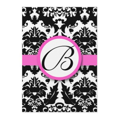 Bright Pink Hearts & Swirls Damask Wedding Menu by samack