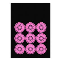 Bright Pink Lace Pattern Design. Personalized Invite
