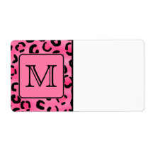 Bright Pink Leopard Print Custom Monogram. Custom Shipping Label