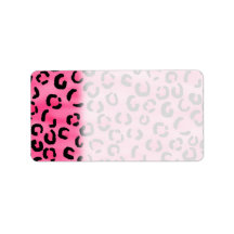 Bright Pink Leopard Print Pattern. Personalized Address Labels