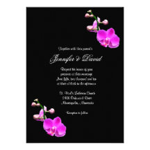 Bright Pink Orchid Wedding Invitation