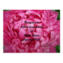 Bright Pink Peony Wedding Reception Card Post Cards