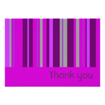 Bright Pink Stripe Thank you card announcements