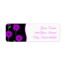 Bright Purple and Black Floral  Damask Wedding Custom Return Address Labels