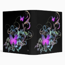 Bright Purple Butterflies Binder