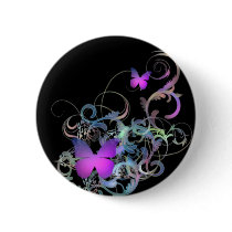 Bright Purple Butterfly Pinback Button