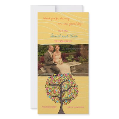 Bright Rainbow Bird Tree Thank You Photo Card by Pip_Gerard