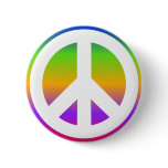 Bright Rainbow Peace Sign Pinback Buttons