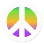 Bright Rainbow Peace Sign Round Sticker