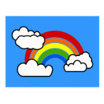 Bright Rainbow with Fluffy White Clouds Postcards