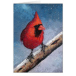 Bright Red Cardinal In Snow: Pastel Art