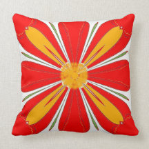 Bright Red Flower American MoJo Pillows