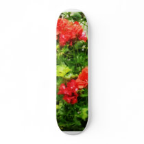 Bright Red Geraniums Skate Board Decks