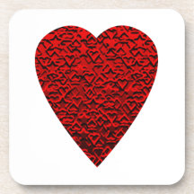 Bright Red Heart Picture. Beverage Coaster