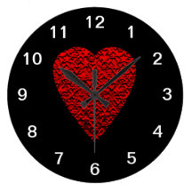 Bright Red Heart Picture. Clock