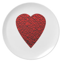 Bright Red Heart Picture. Dinner Plate