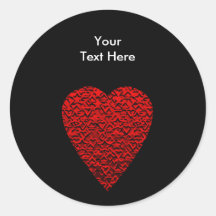 Bright Red Heart Picture. Round Stickers