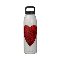 Bright Red Heart Picture. Water Bottle