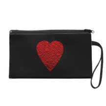 Bright Red Heart Picture. Wristlet Clutch