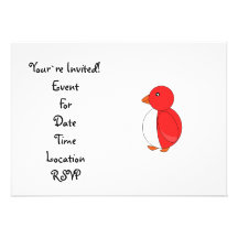 Bright red penguin custom announcements