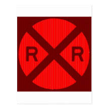 Bright Red Railroad Crossing Sign Post Card