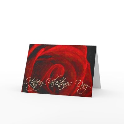 Bright Red Rose Oil-Happy Valentines Day Greeting Cards by ambermooncards