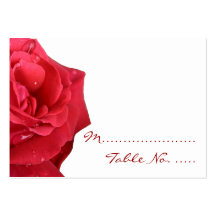 Bright Red Rose Wedding Place Cards Business Cards