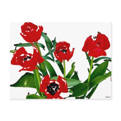 Bright Red Tulips Postcard by ArtbyLina
