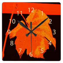 Bright red wine grape leaf clock