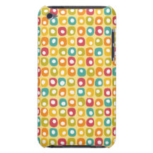 Bright retro square dots pattern red teal yellow barely there iPod cases