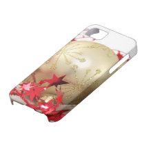 Bright Shiny Gold Christmas Ornament and Red Stars iPhone 5 Cases