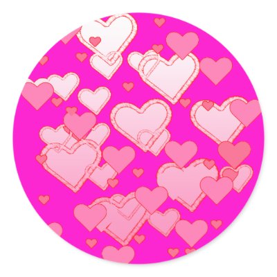 Bright Sprinkle of Falling Hearts Round Sticker by stickermad