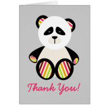 Bright Stripes Panda Bear Baby Shower Thank You Greeting Card