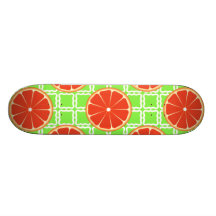 Bright Summer Citrus Grapefruits on Green Squares Skate Boards