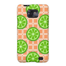 Bright Summer Citrus Limes on Coral Square Tiles Samsung Galaxy S2 Case