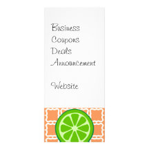 Bright Summer Citrus Limes on Coral Square Tiles Custom Rack Card