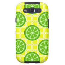 Bright Summer Citrus Limes on Yellow Square Tiles Galaxy SIII Cases