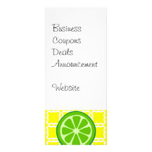 Bright Summer Citrus Limes on Yellow Square Tiles Custom Rack Card