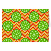 Bright Summer Citrus Limes Orange Yellow Chevron Greeting Cards