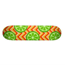 Bright Summer Citrus Limes Orange Yellow Chevron Custom Skate Board