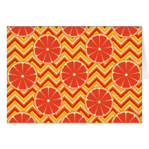 Bright Summer Grapefruit on Orange Yellow Chevron Cards