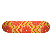 Bright Summer Grapefruit on Orange Yellow Chevron Skate Decks