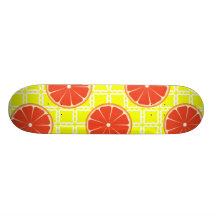 Bright Summer Grapefruits on Lemon Yellow Squares Skate Board