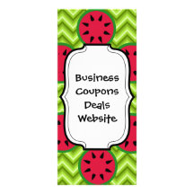 Bright Summer Picnic Watermelons on Green Chevron Rack Card